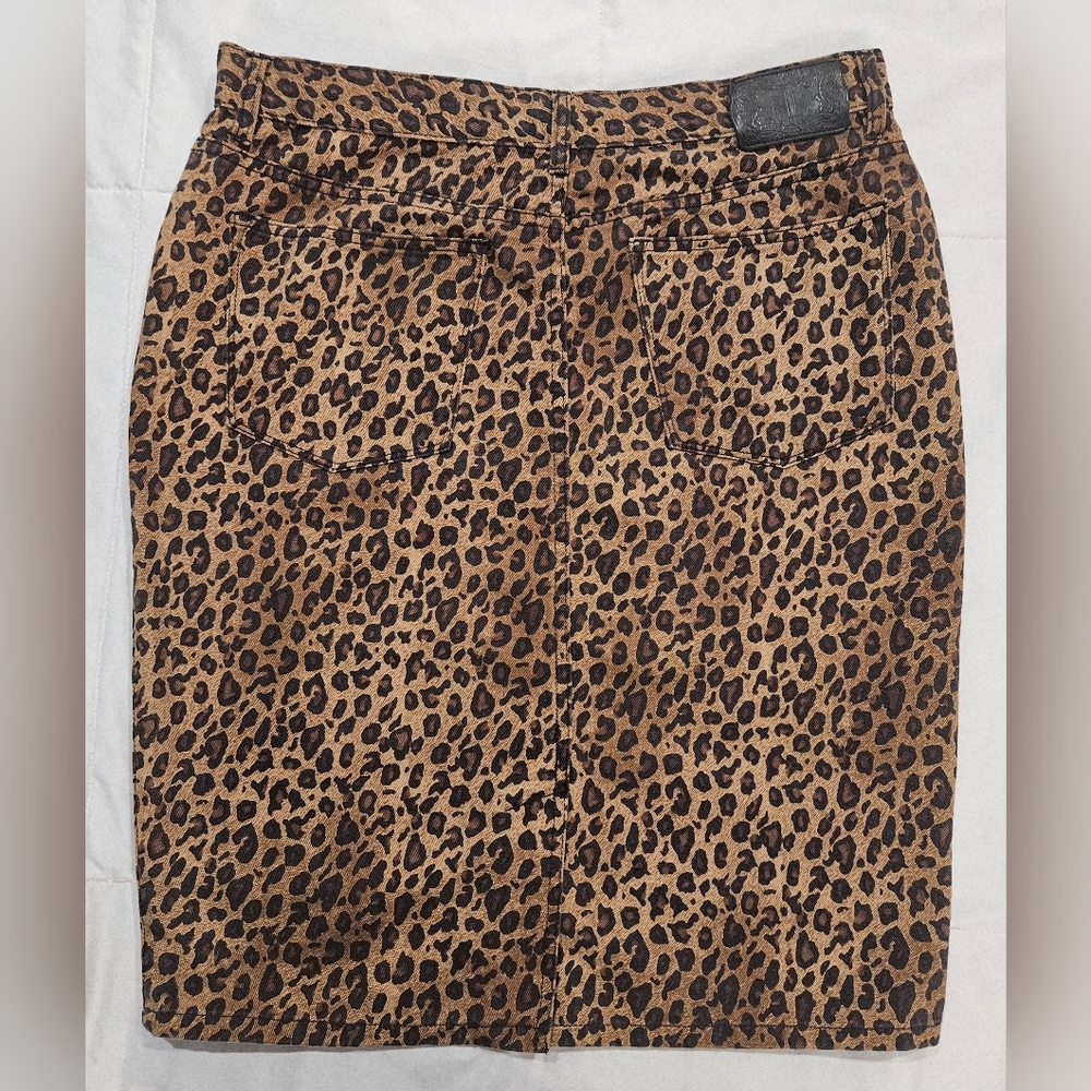 Ralph Lauren / Lauren Jeans Co. Cotton Leopard-Print Skirt — Size 12 - Picture 3 of 10